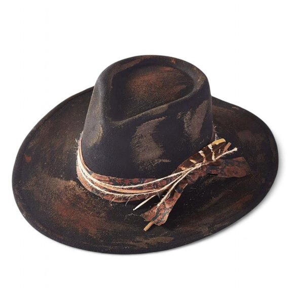 Distressed Designed Cowboy Cowgirl Hat Western Fedora Hat - Picture 1 of 7